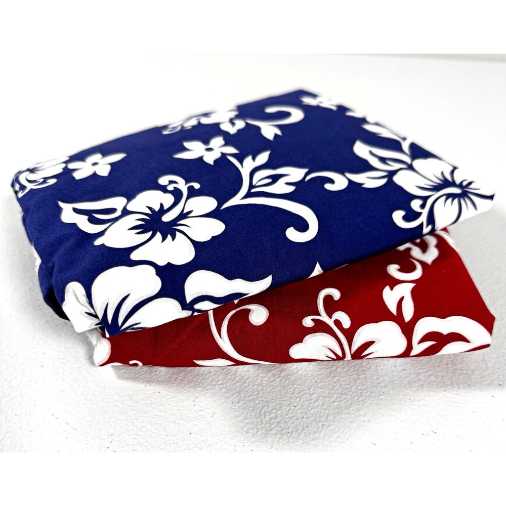 Printex Fabrics LC 80096 Hawaiian Hibiscus Fabric Remnants Red Royal Blue Floral